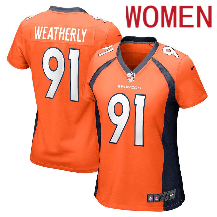 Women Denver Broncos 91 Stephen Weatherly Nike Orange Game NFL Jersey